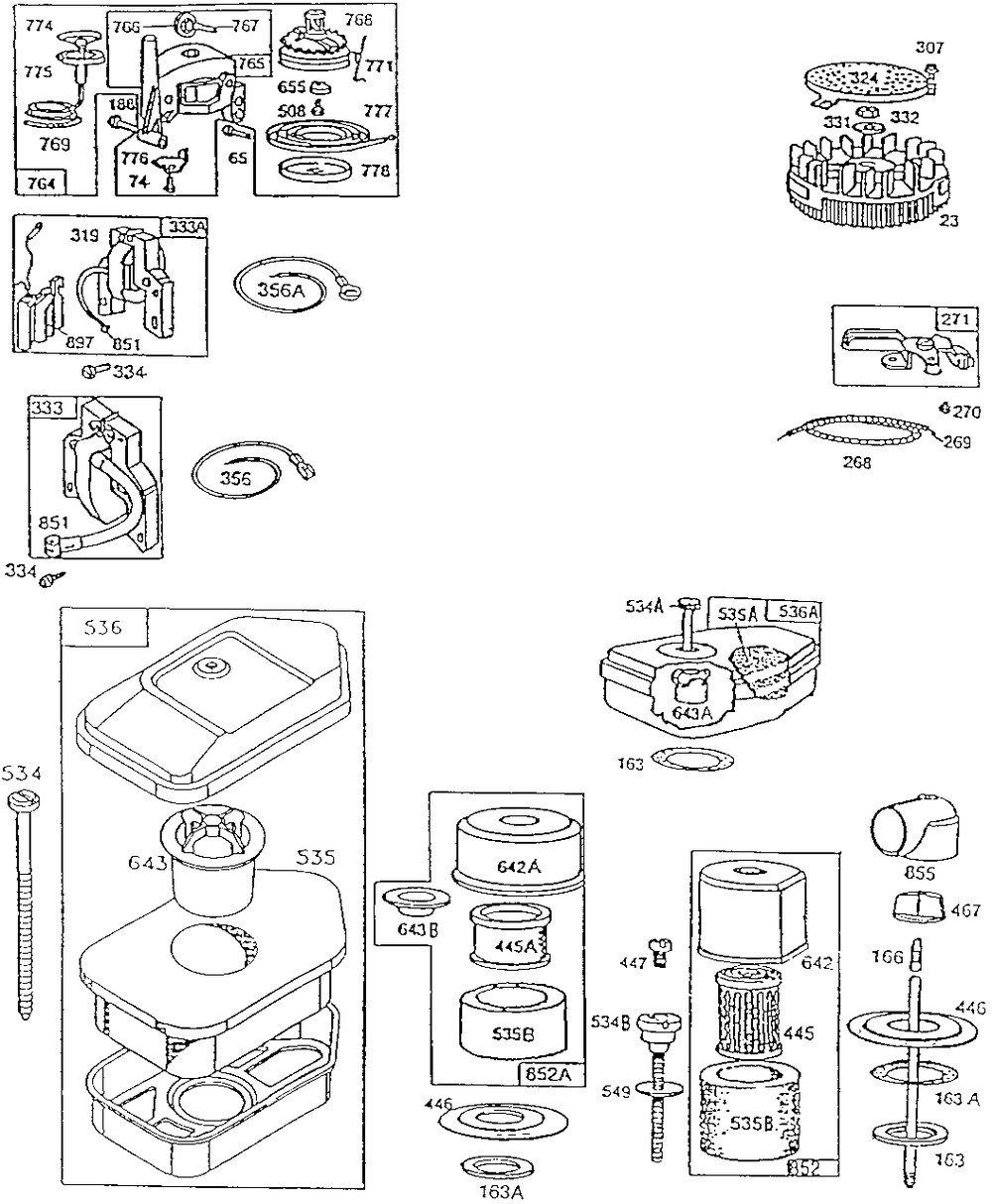 Air Cleaners, Vertical Pull Diagram and Parts List for 92908-5078-01  Briggs and Stratton Engine